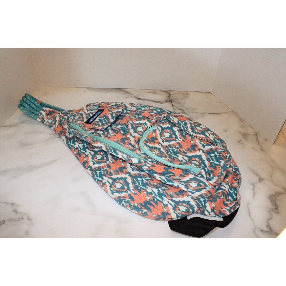 KAVU Original Rope Bag Cotton Canvas Crossbody Sling Backpack Beach Paint Ikat